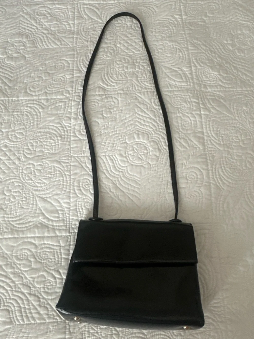 Classic Black faux patten Leather Crossbody Bag - Sleek Everyday Style